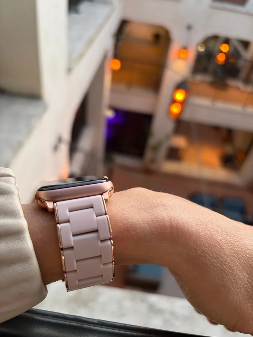 Apple Watch with Rose Gold Case and Rose Michele Band